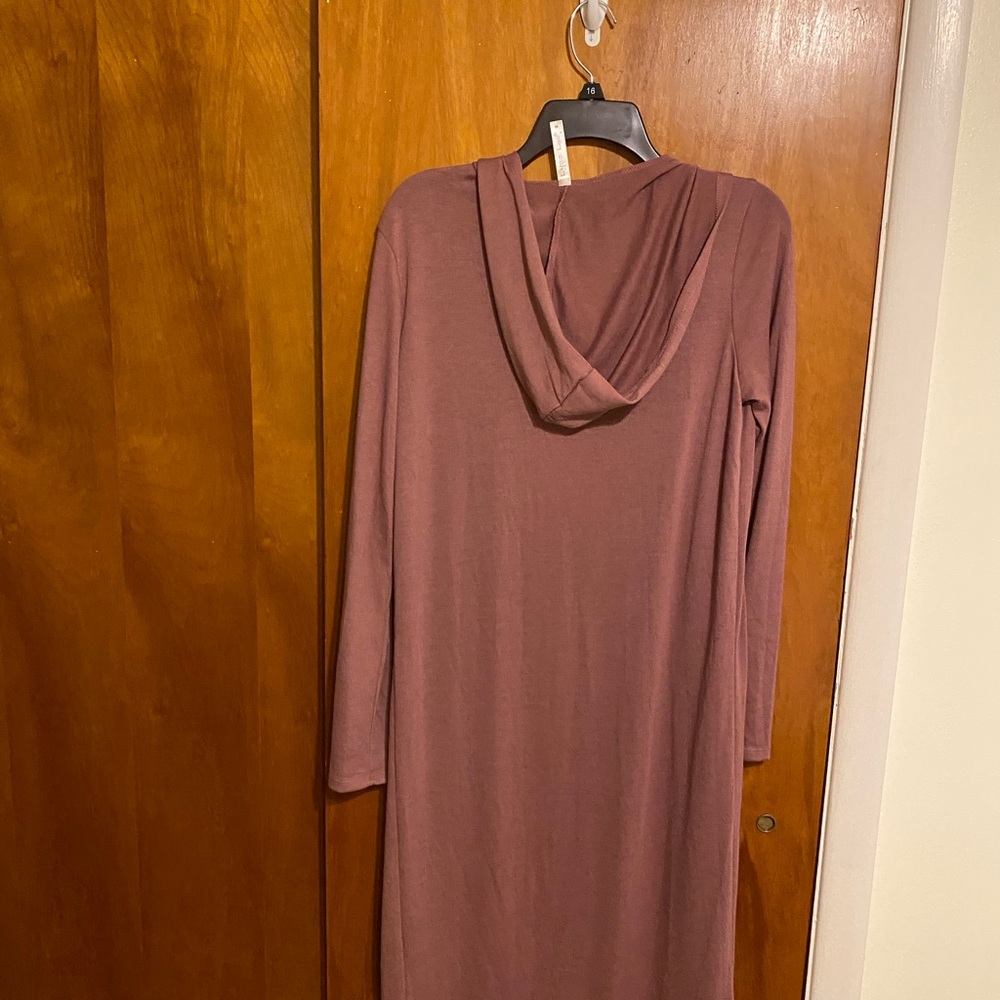 Lyss Loo Dusty Rose Long Sleeve With Hoodie Stylish Duster Women’s Size Medium - Picture 2 of 5